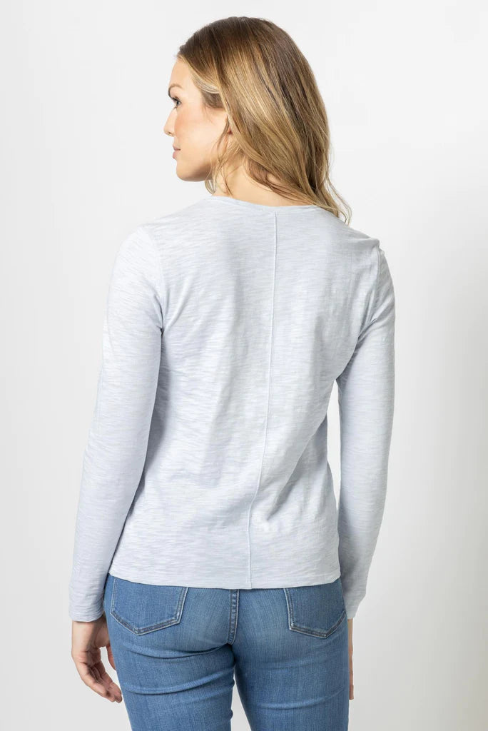 Back Seam Long Sleeve V Neck Top