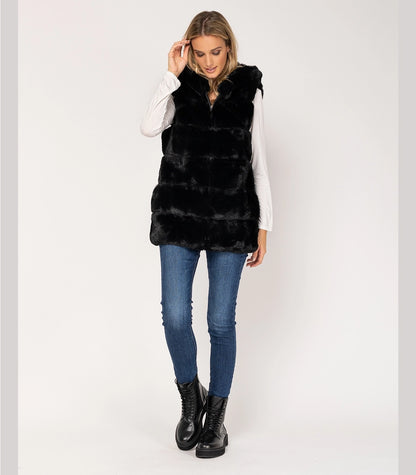 Sleeveless Faux Fur Hooded Vest