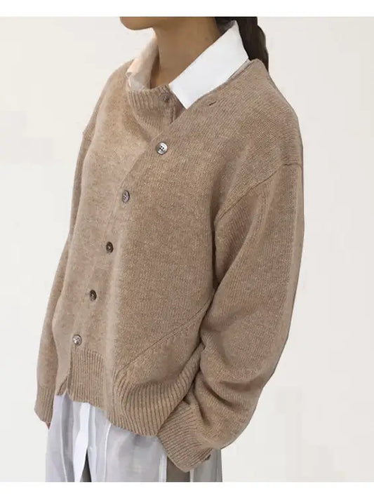 Diagonally Buttoned Knit Cardigan