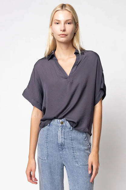 NZ Highlow Collar Satin Blouse