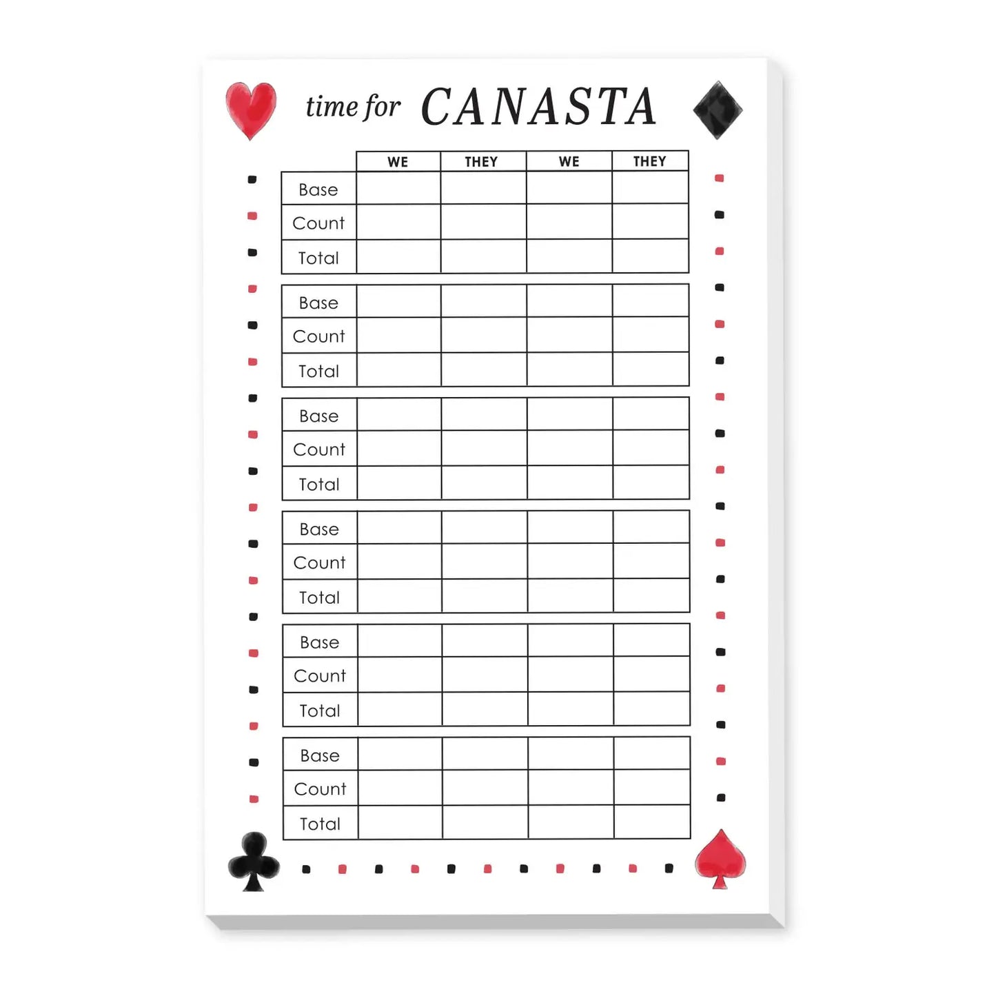 Time for Canasta Scorecard