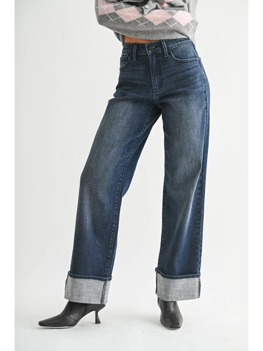 Cuffed Wide Leg Jean