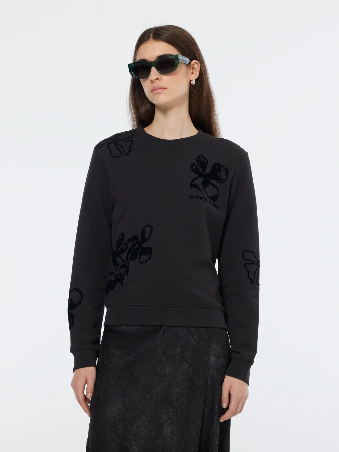 Flock Print Artwork Regular Sweatshirt