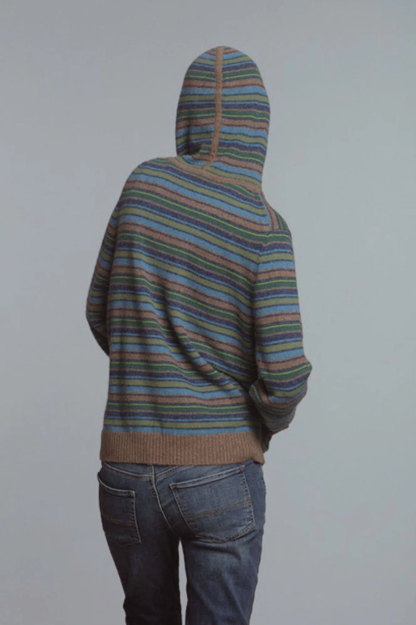 Multi Stripe Hoodie Cashmere Sweater