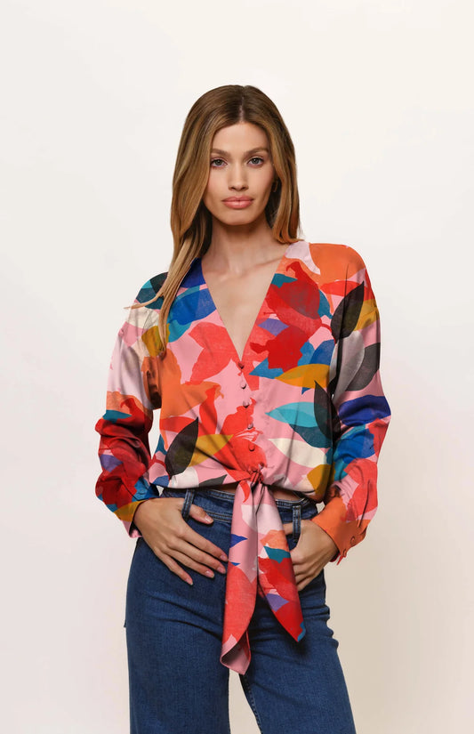 Kass  Long Sleeve Tie Top