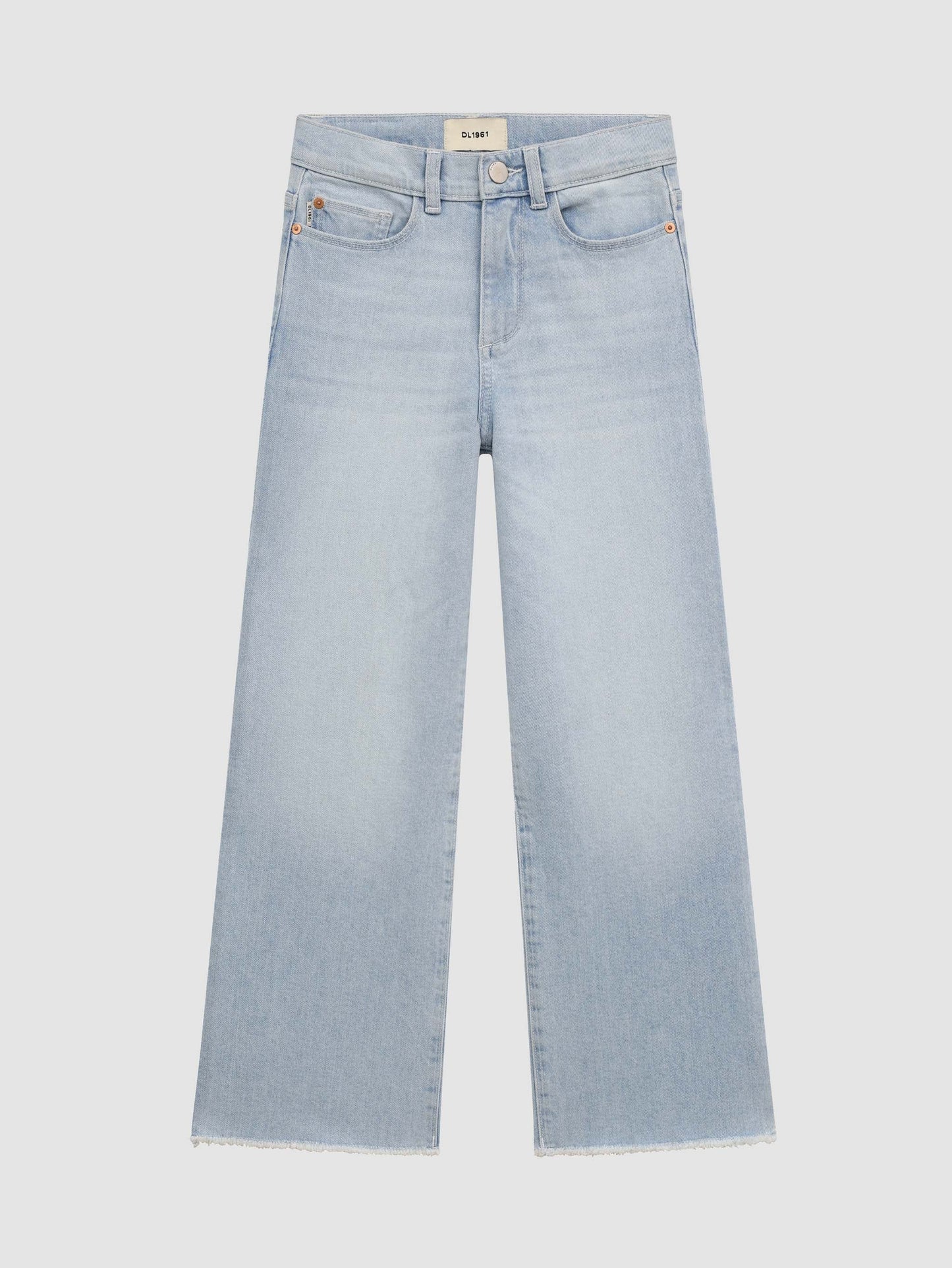 Lily Wide Leg Jean with Raw Hem in Poolside