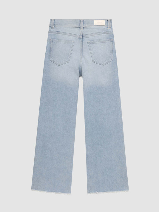 Lily Wide Leg Jean with Raw Hem in Poolside