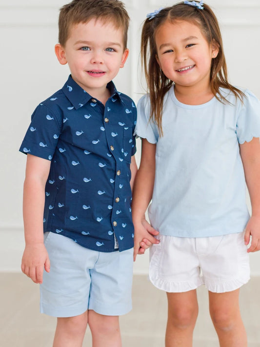 Light Blue Stretch Chino Short