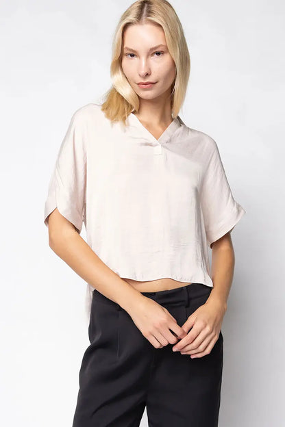 NZ Highlow Collar Satin Blouse