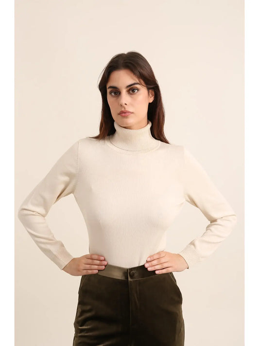 Turtleneck Sweater in Tencel & Lurex Knit