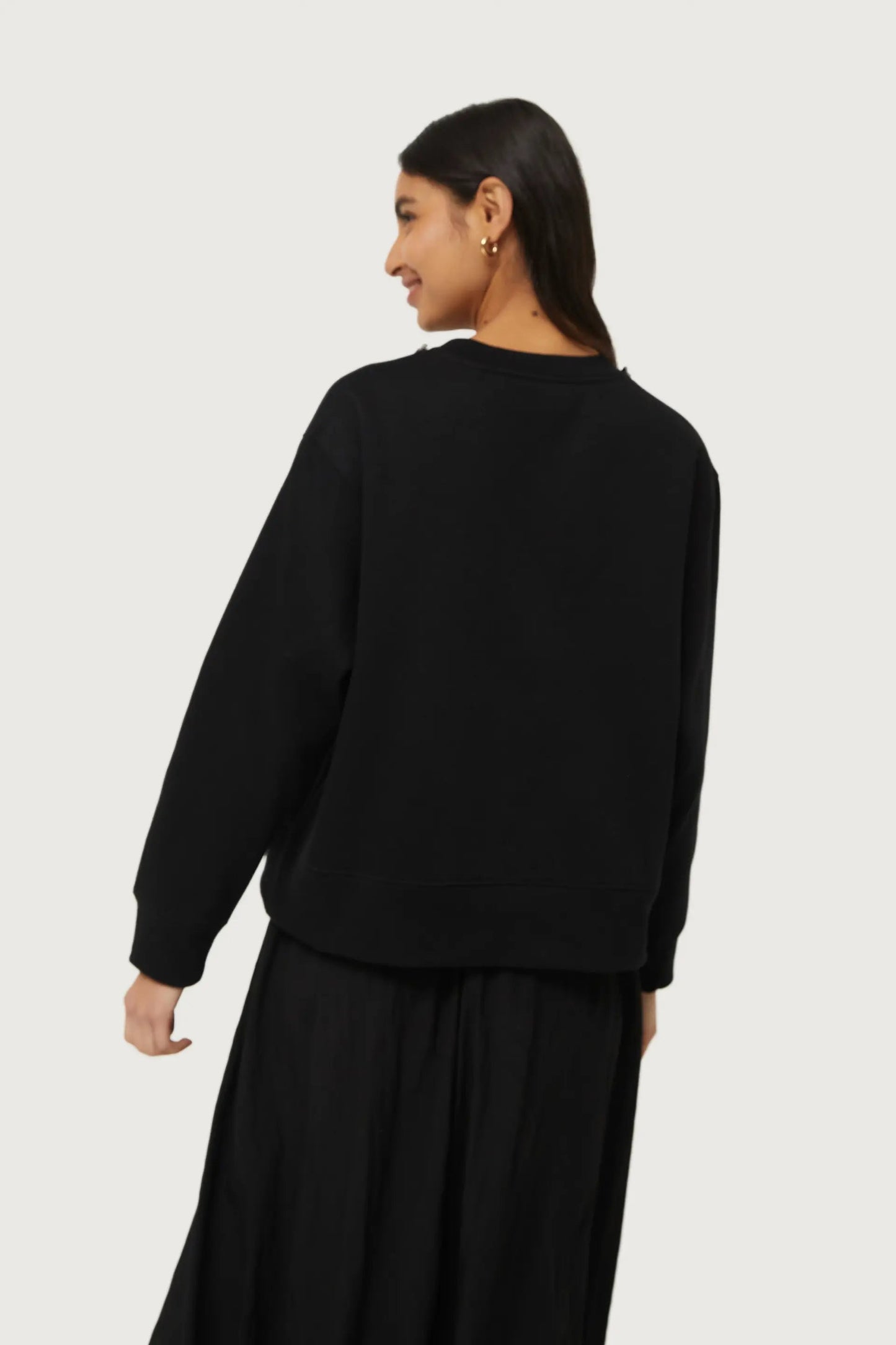 Black Jewel Neck Sweatshirt