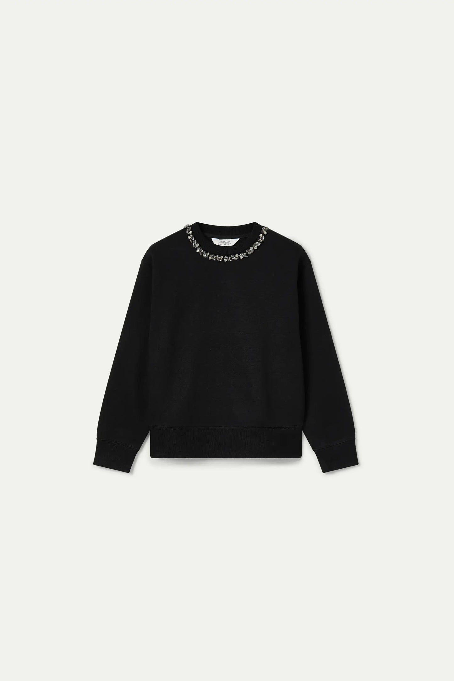 Black Jewel Neck Sweatshirt