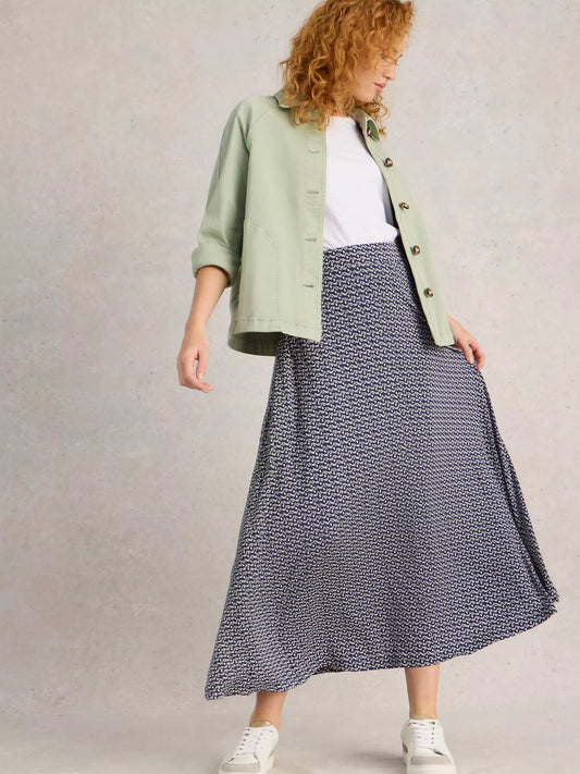 Jada Jersey Maxi Skirt Navy/Cream