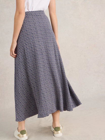 Jada Jersey Maxi Skirt Navy/Cream