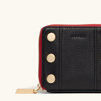 HAMMITT 5 North Black Brushed Gold Hardware/ Red Zip