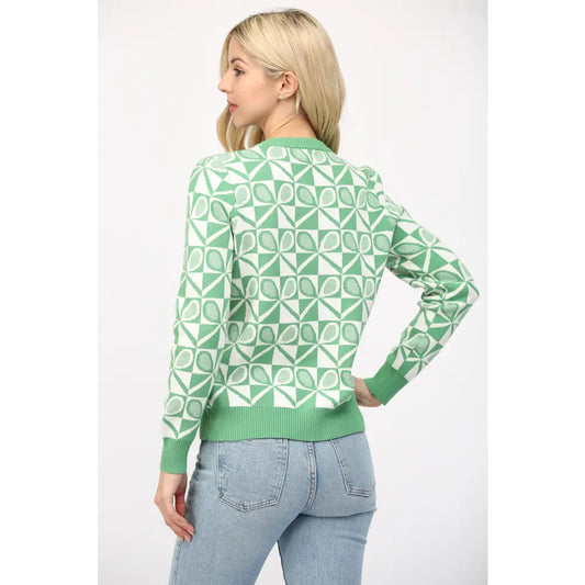 Tennis Motif Crewneck Sweater