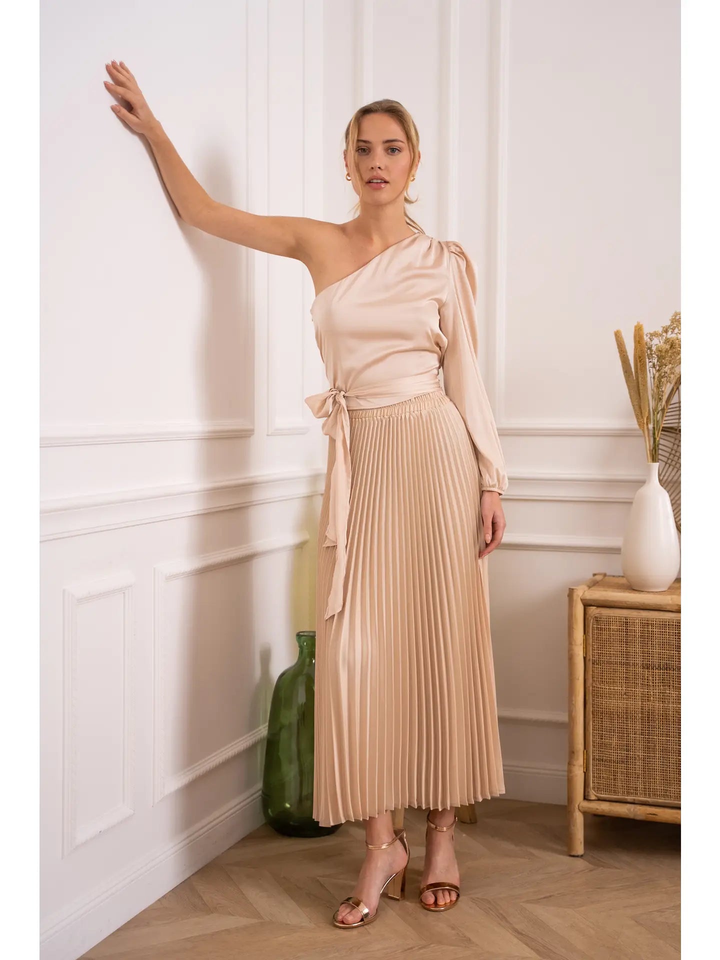 Satin Pleated Skirt in Various Colors