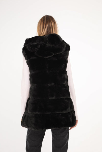 Sleeveless Faux Fur Hooded Vest