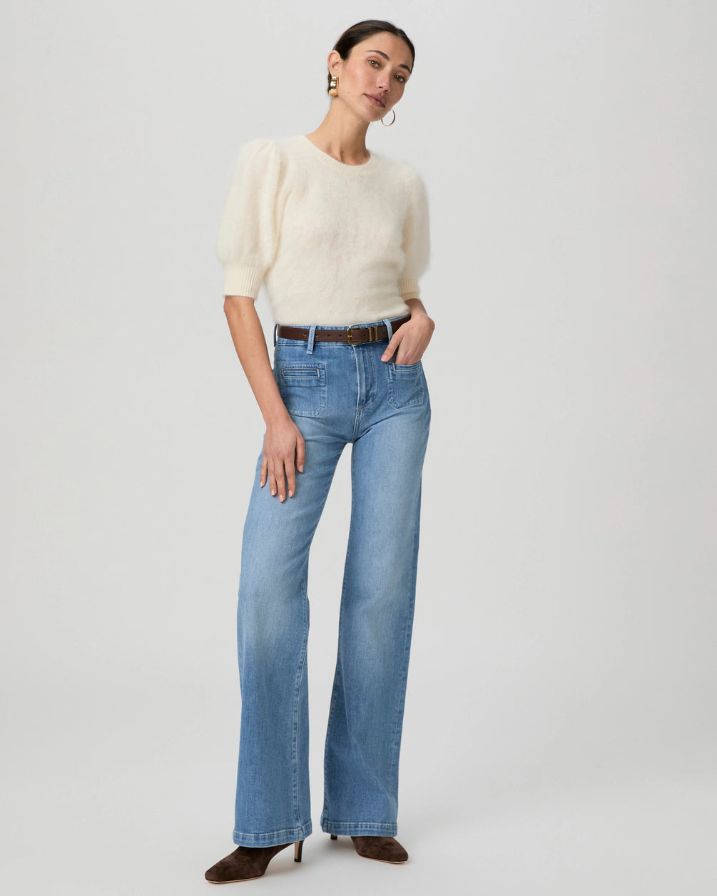 Leenah Wide Leg  Patch Pocket Jeans in Adley