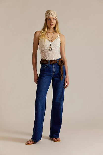 Tinsley Baggy High-Rise Jeans in Dark Romance