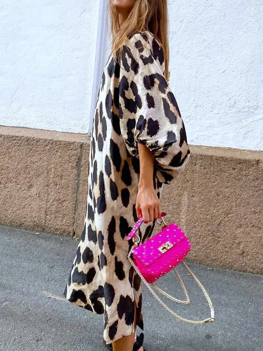 Leopard Mid Sleeve Dress