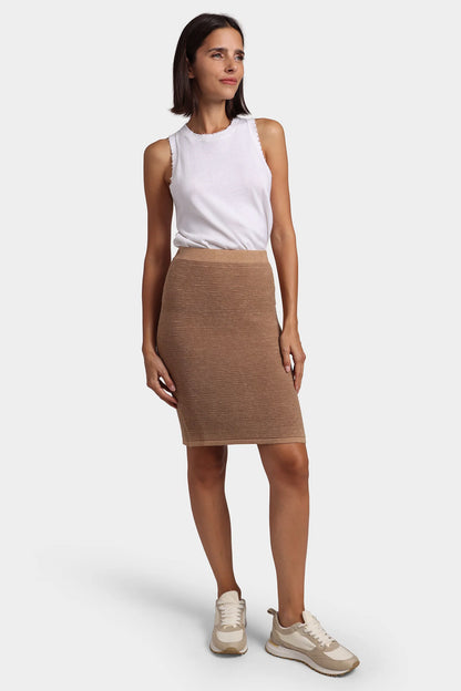 Cotton Cashmere Ottoman Pencil Skirt in Camel