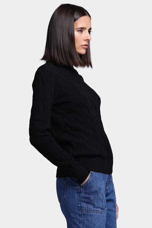 Cotton Cable Long Sleeve Turtleneck