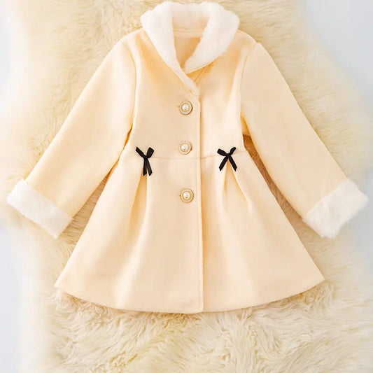 Kids Ivory Lined Jacket with Cozy Fur Trim