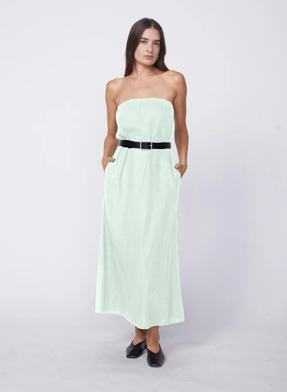 Linen Column Maxi Dress