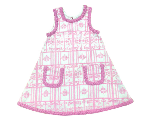 Pink Geometric Embroidery Olivia Dress