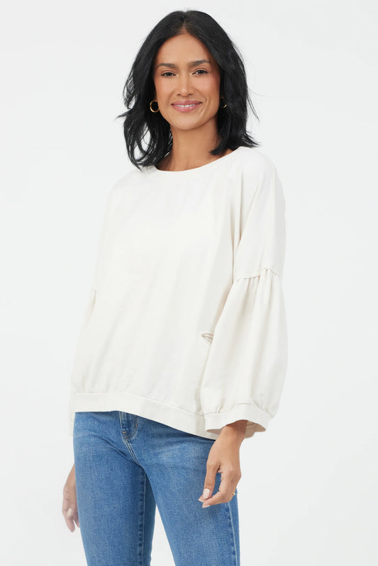 Bea Balloon Sleeve Sweatshirt in Black or Cream