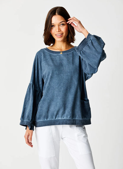 Bea Vintage Wash Balloon Sleeve Sweatshirt