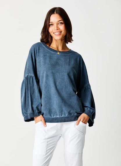Bea Vintage Wash Balloon Sleeve Sweatshirt
