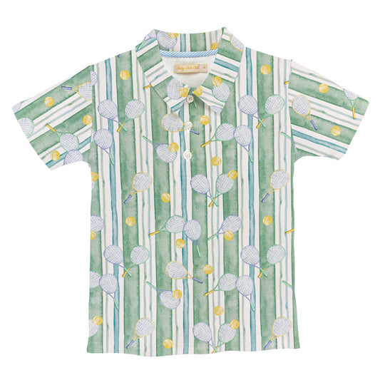 Tennis Club Printed T-Shirt w/ Collar