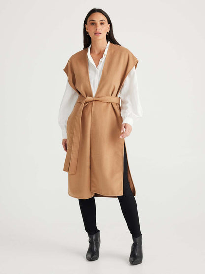 Darcy Cape Vest in Camel