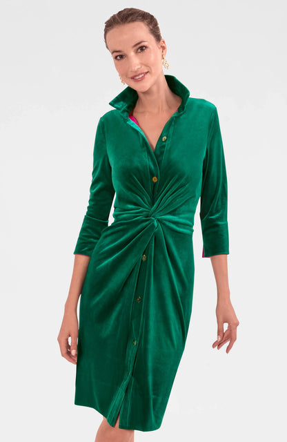 Twist & Shout Silky Velvet Dress in Red, Emerald or Black