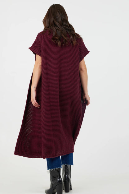 Fernando Chunky Long Gilet in Merlot or Dark Grey