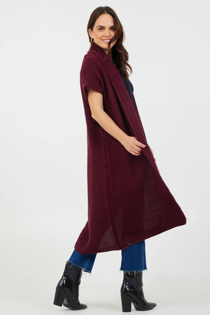 Fernando Chunky Long Gilet in Merlot or Dark Grey