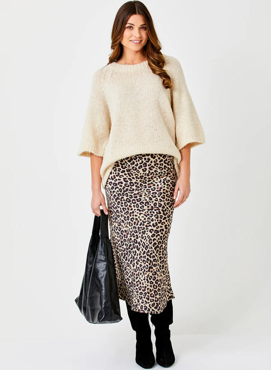 Gene Leopard Print Bias Cut Skirt