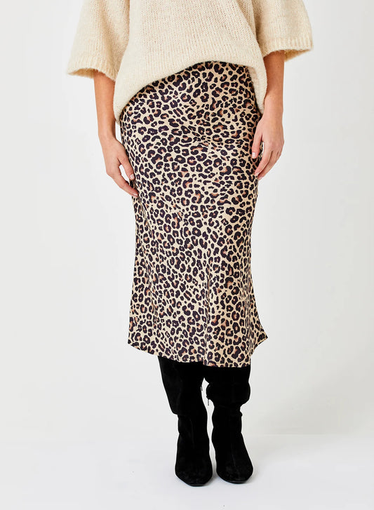 Gene Leopard Print Bias Cut Skirt