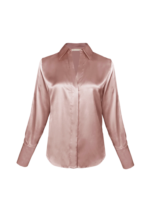 Runway Silk Shirt in Rose