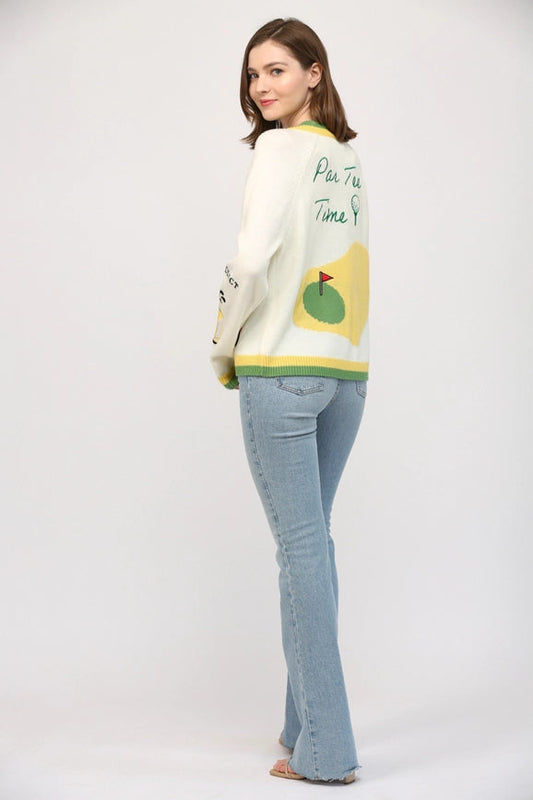 Golf Embroidered Patch Cardigan