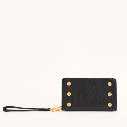 HAMMITT Bryant Wallet Black Brushed Gold Hardware/ Red Zip