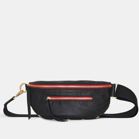 HAMMITT Charles Crossbody in Black with Red Zipper