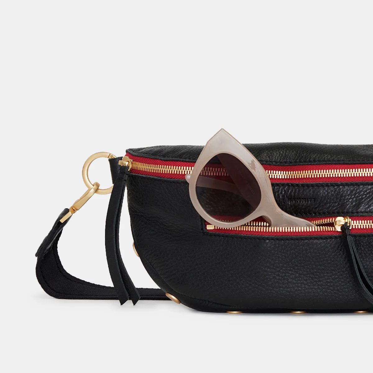 HAMMITT Charles Crossbody in Black with Red Zipper