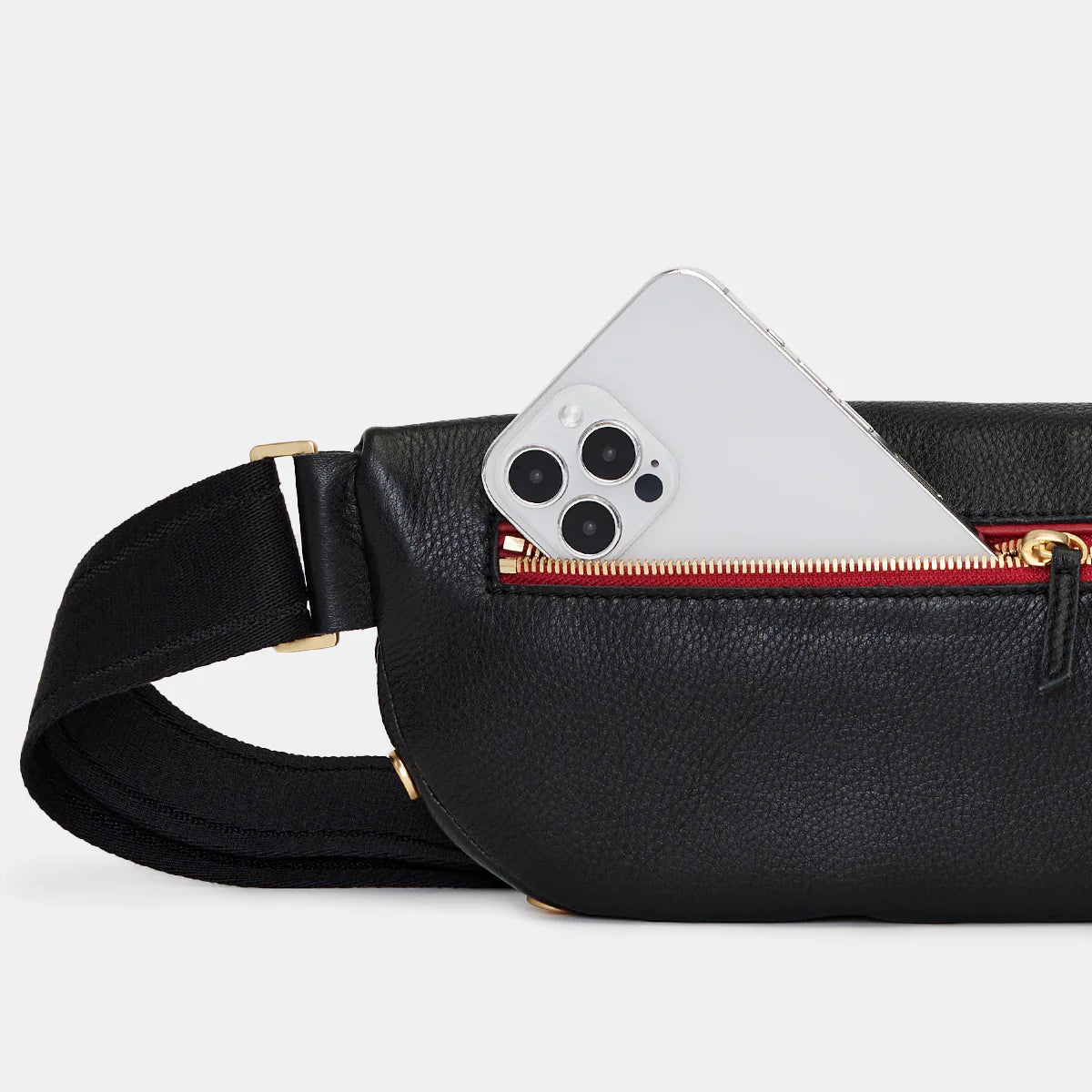 HAMMITT Charles Crossbody in Black with Red Zipper