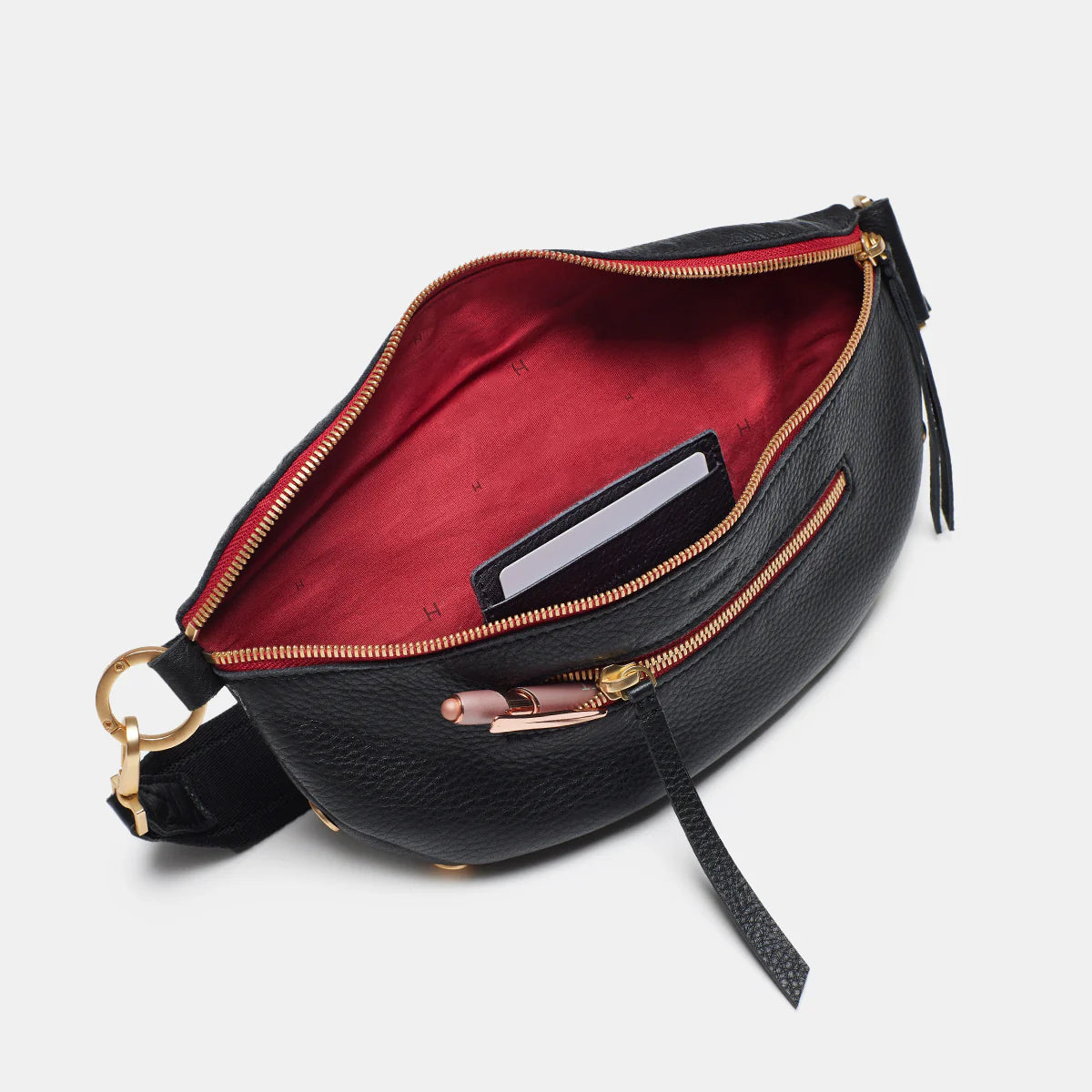 HAMMITT Charles Crossbody in Black with Red Zipper