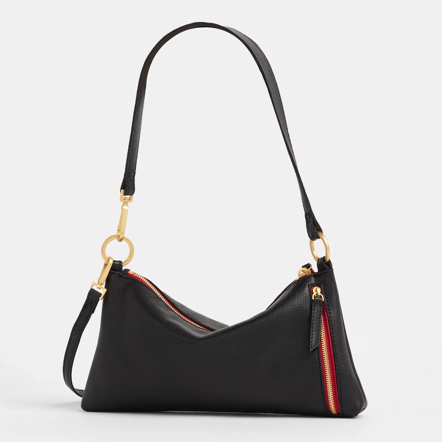 HAMMITT Kyle Bag in Black with Brushed Gold & Red Zipper