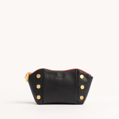 HAMMITT Paul Pocket Black Press Brushed Gold Hardware/ Red Zip