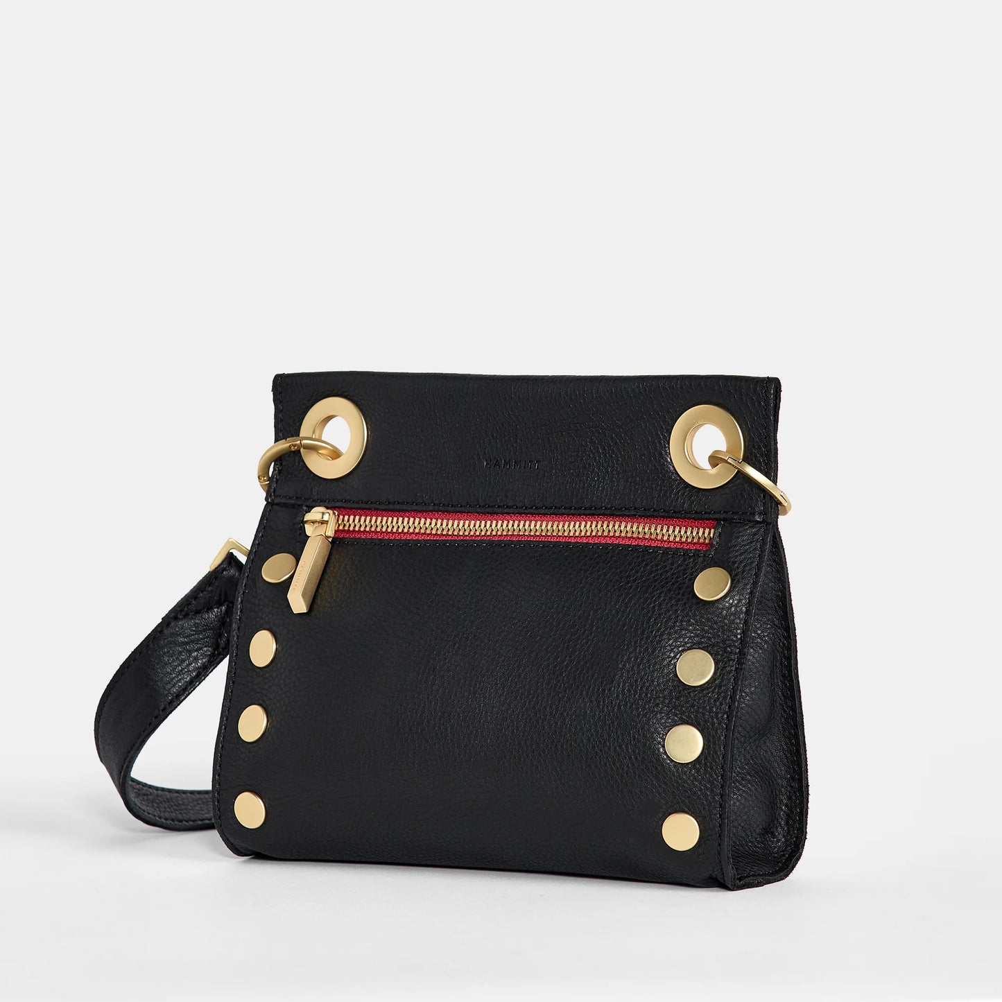 HAMMITT Tony Small Black with Brushed Gold Hardware and Red Zipper